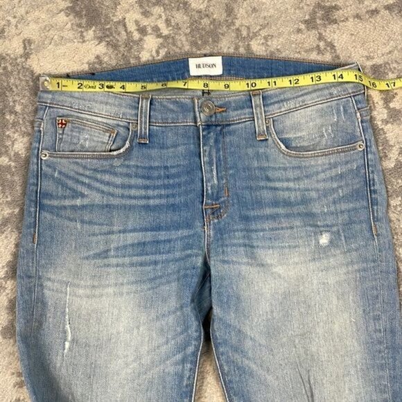 Hudson Krista Ankle Super Skinny Jeans Distressed Ripped Karma Blue Sz 28 - Picture 7 of 12